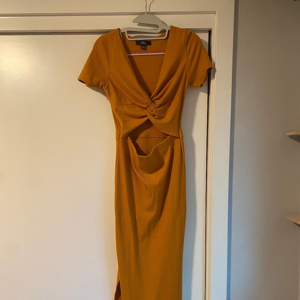 Style Twist Orange Cutout Midi Dress - S